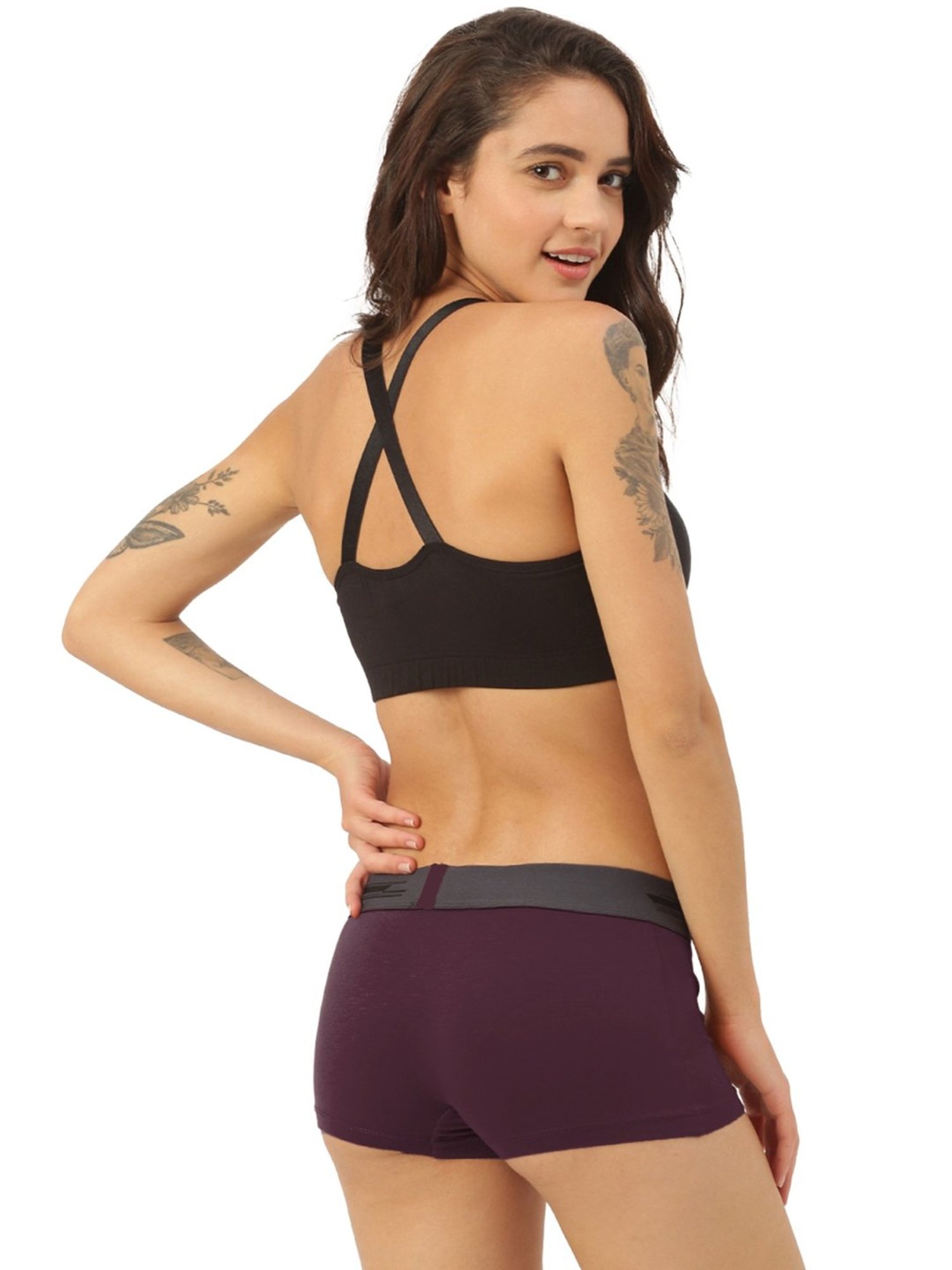 Freecultr Purple Plain Boy-Shorts Panty