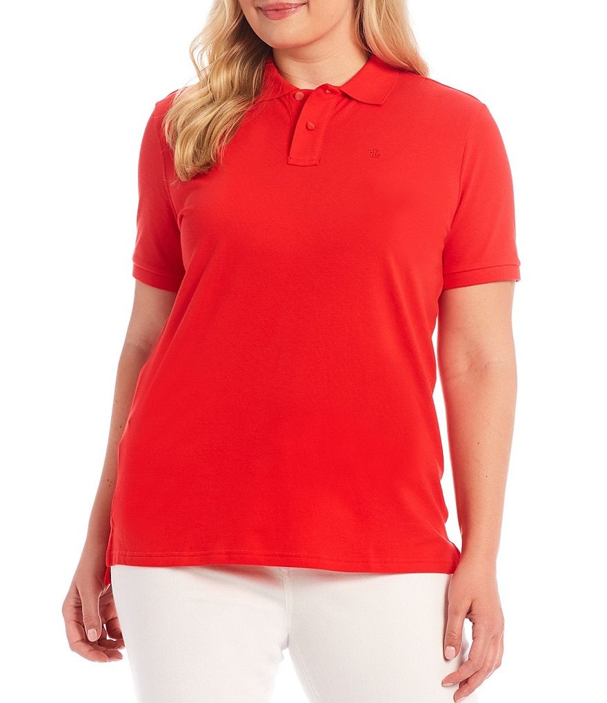Lauren Ralph Lauren Plus Size Polo Neck Short Sleeve Pique Polo Shirt