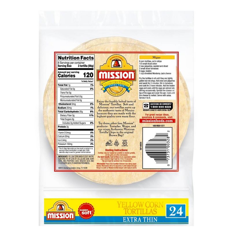 Mission Gluten Free Extra Thin Yellow Corn Tortillas - 5.6oz/24ct