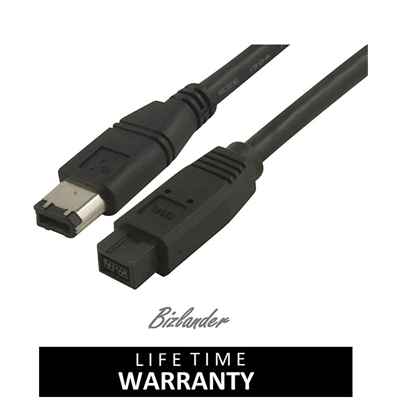 Premium Firewire Cable 800IEEE1394B 6Ft 18M Balck 9 Pin to 6 Pin Male to Male