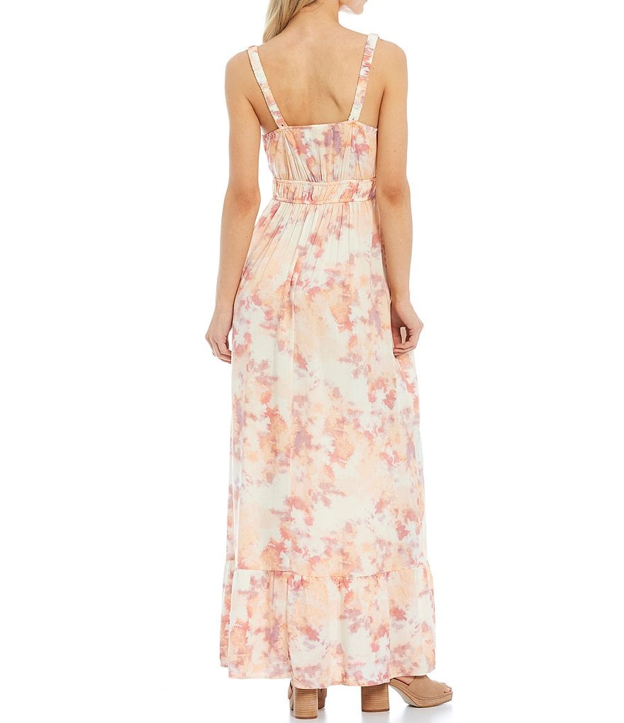 B.O.G. Collective Sound And Color Tie Dye Drape Neck Sleeveless Side Slit Maxi Dress