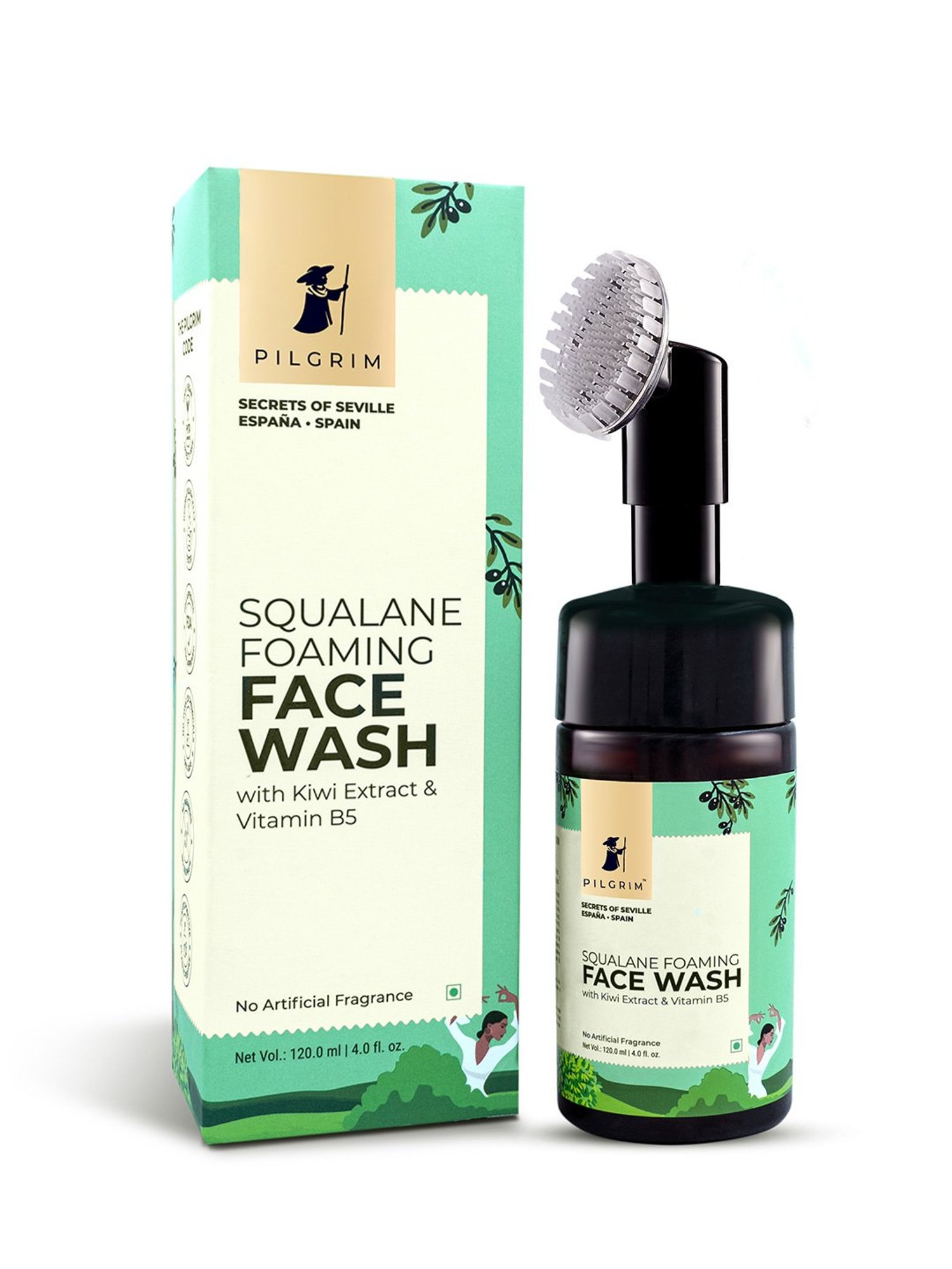 Pilgrim Squalane Foaming Face Wash with Kiwi Extracts & Aloe - 120 ml