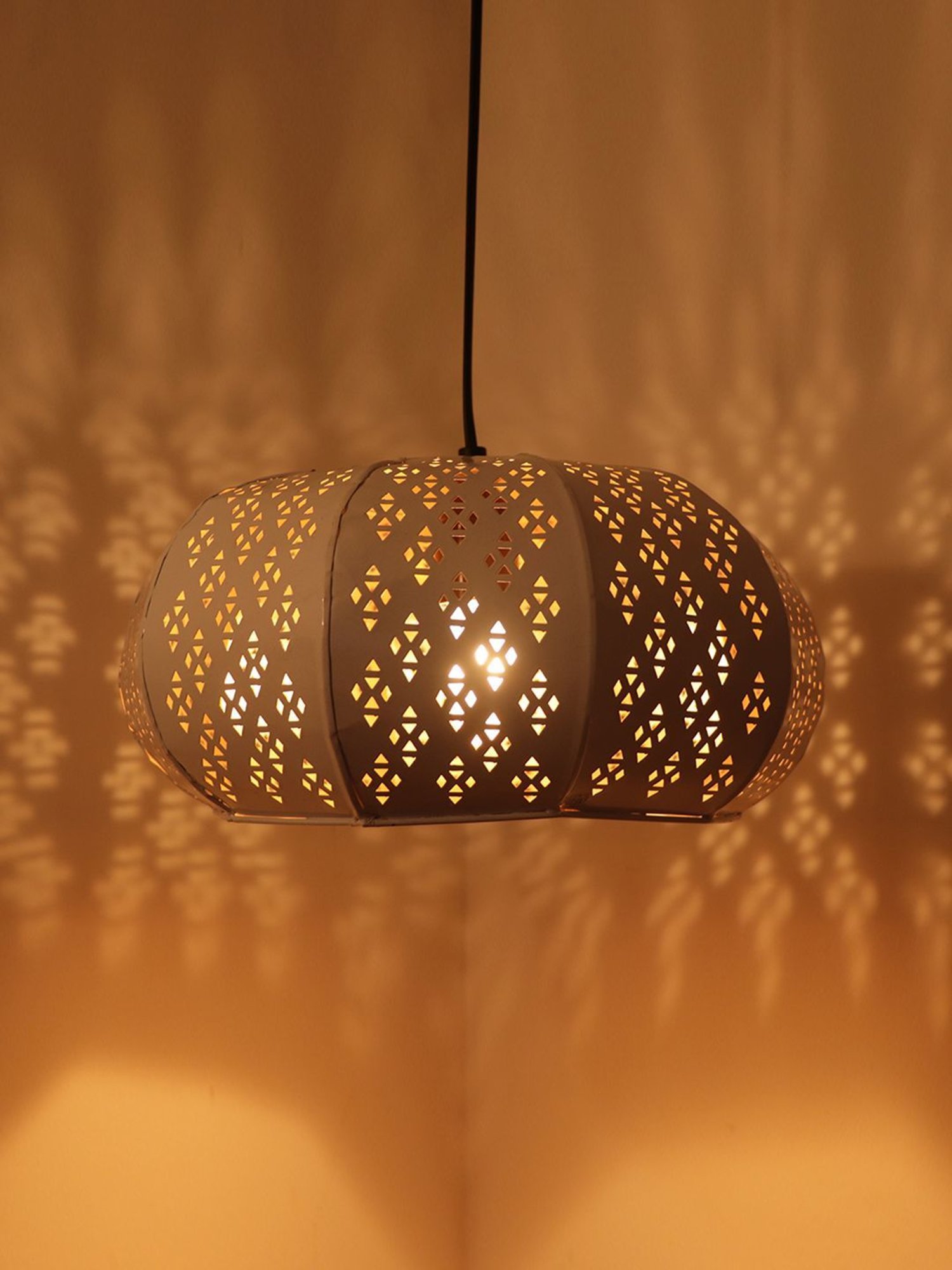 16" Glass/Metal Jasmine Tiffany Style Semi Flush Mount (Includes Energy Efficient Light Bulb) Cream - JONATHAN Y