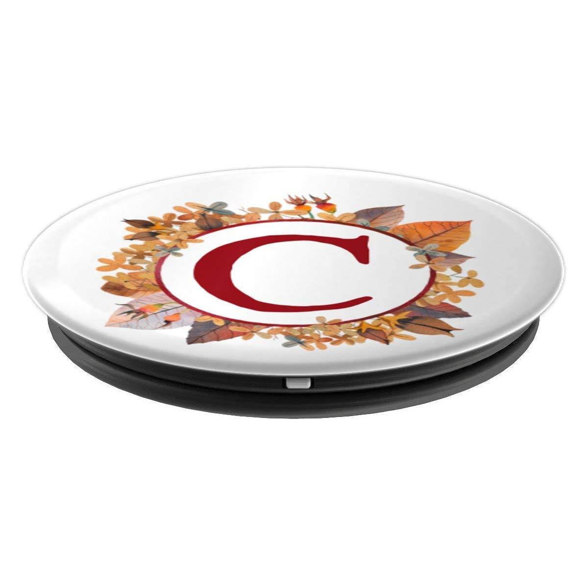 Monogram Capital Letter C Autumn Fall Leaves Wreath - PopSockets Grip and Stand for Phones and Tablets