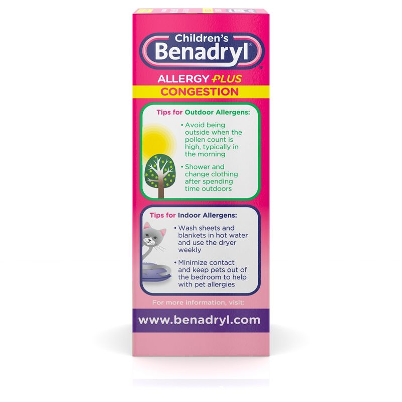 Children's Benadryl Allergy Plus Congestion Relief Liquid - Grape - Diphenhydramine - 4 fl oz