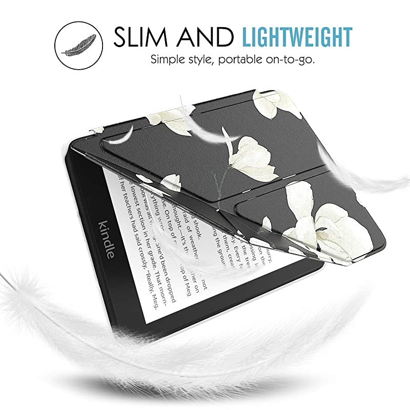 Case Replacement with Kindle Paperwhite 10th Generation 2018 Releases Standing Origami Slim Shell Cover with Auto WakeSleep Fits Kindle Paperwhite EReader Black amp White Magnolia