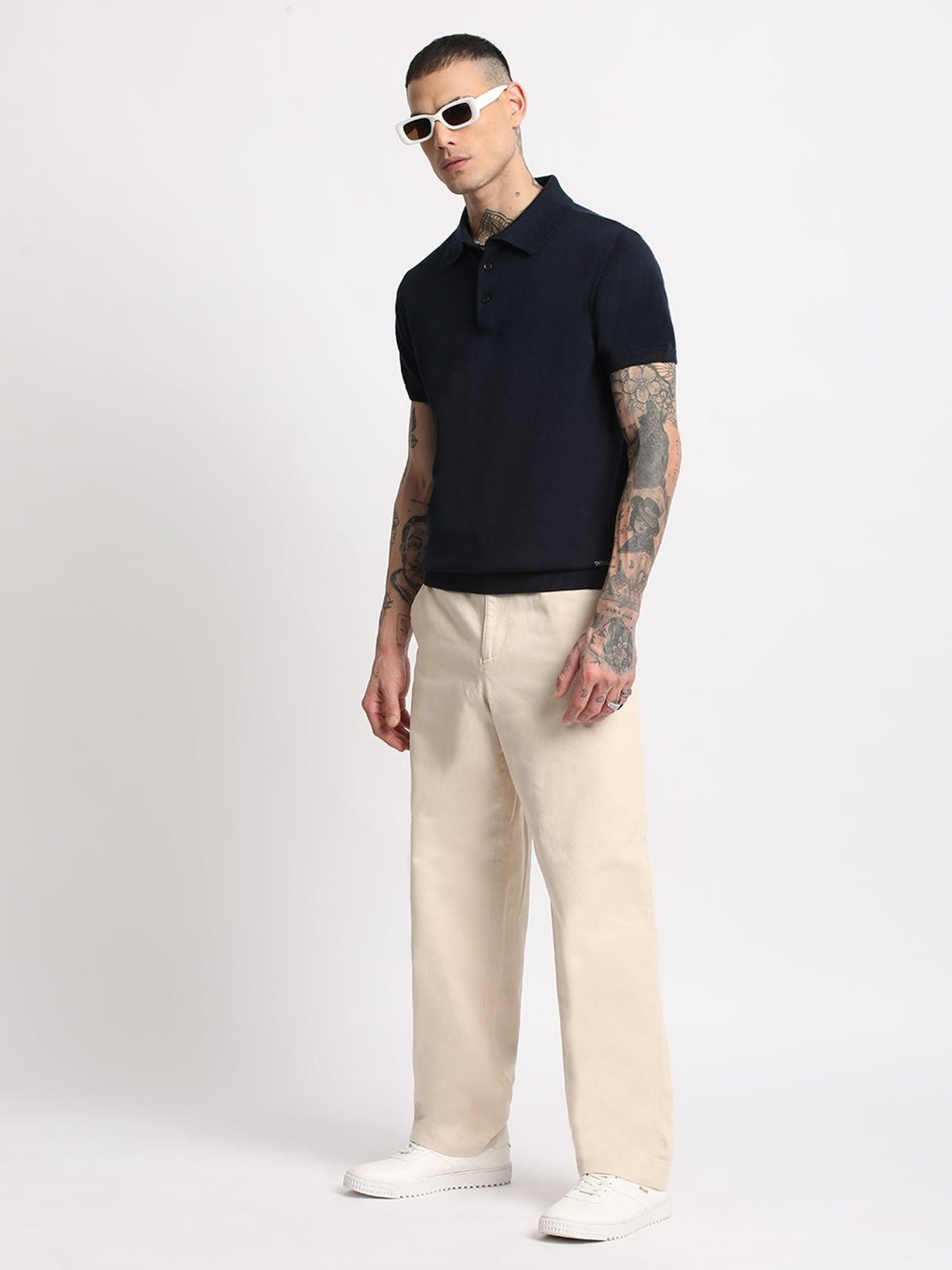 The Bear House Navy Regular Fit Polo T-Shirt