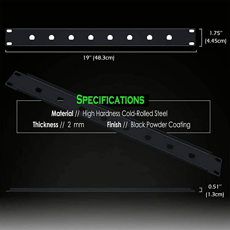 19" Rack Mount Kit 1U Front Panel 8 Hole Port for Wireless Mic Antenna Locate