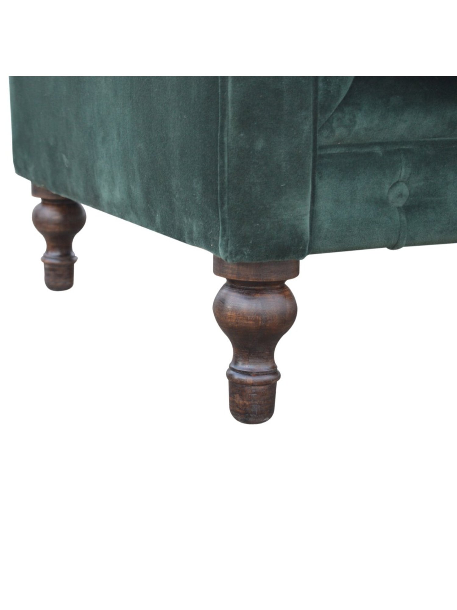 Artisan Furniture Chesterfield Quilted Green Wood 2 Seater Sofa