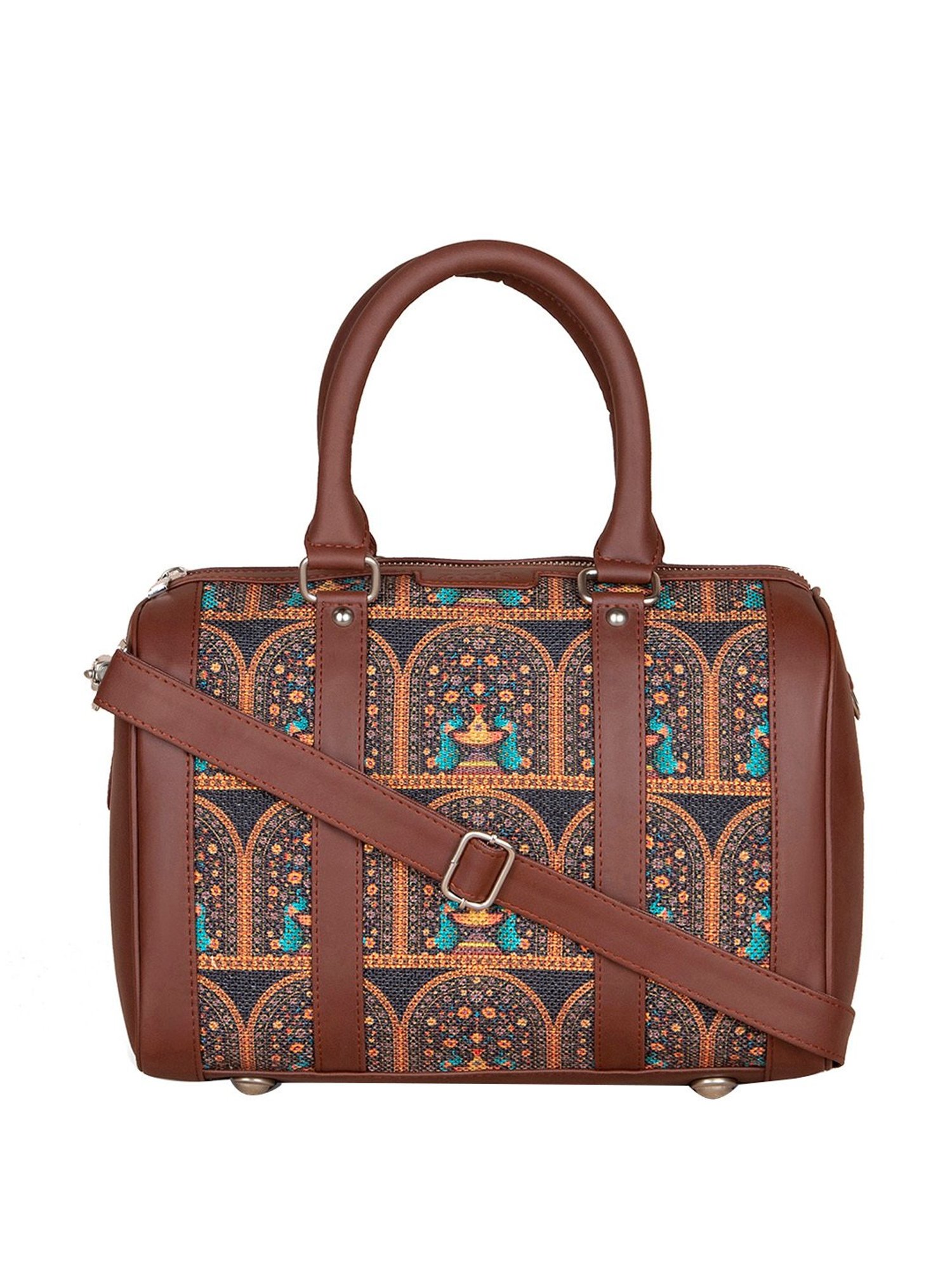 ZOUK Black Printed Medium Handbag