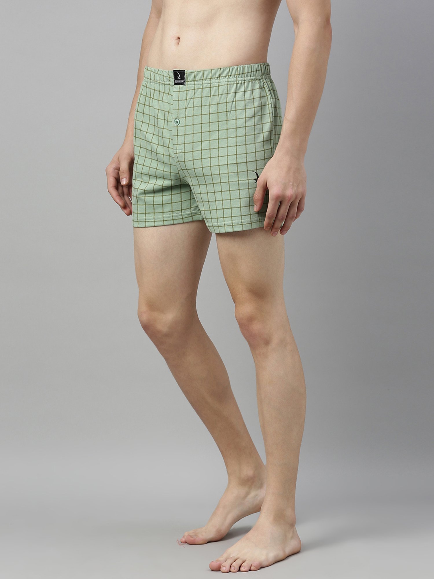 Quarantine Olive Green Regular Fit Checks Boxers