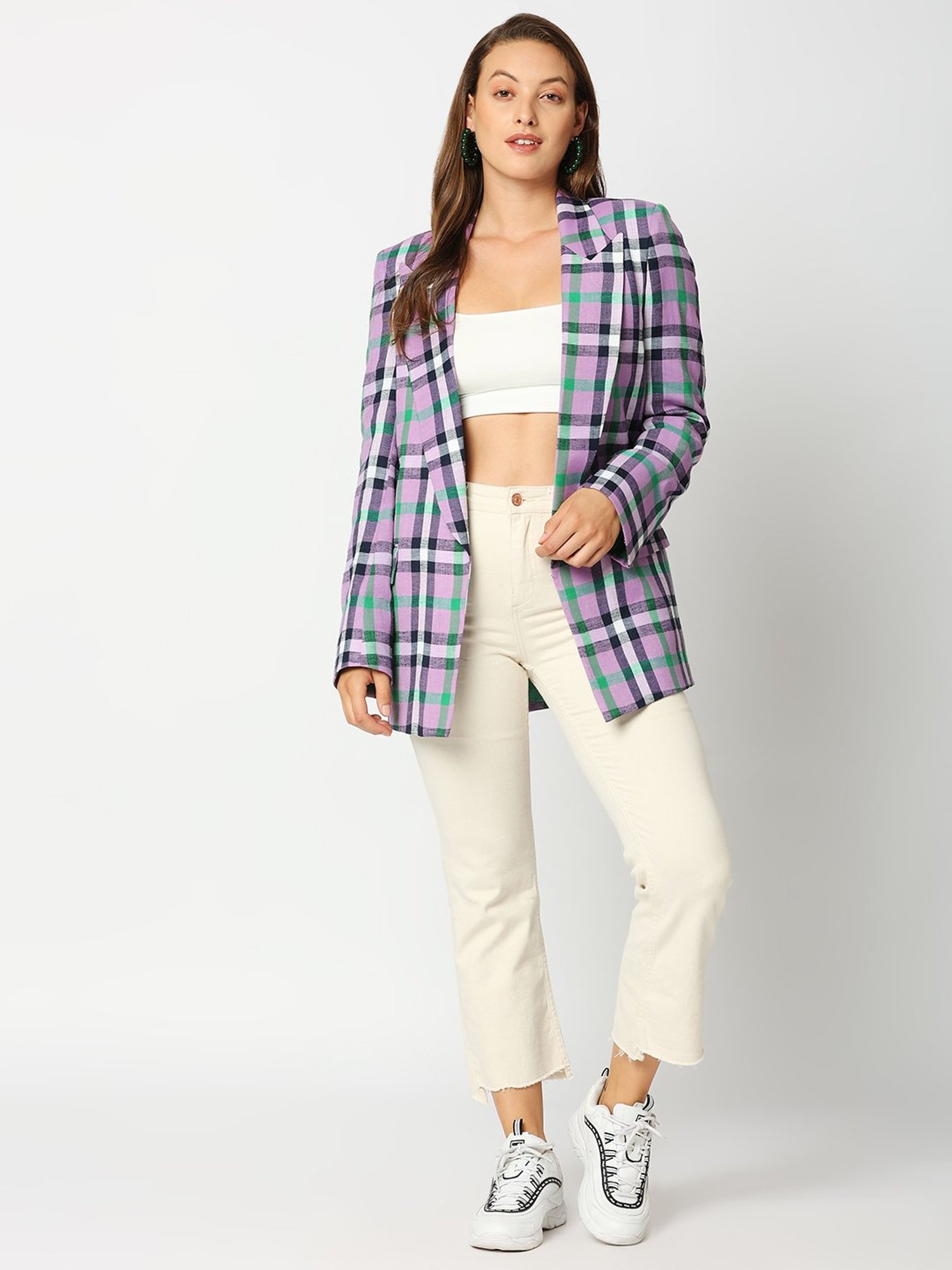 Remanika Purple Pure Cotton Chequered Jacket