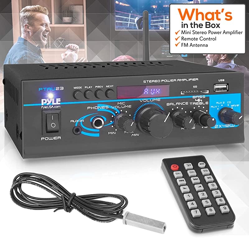 Bluetooth Amplifier in Wall, Home Stereo Audio System, 5 Inches Video Player with Touch Screen, Black, BM207M