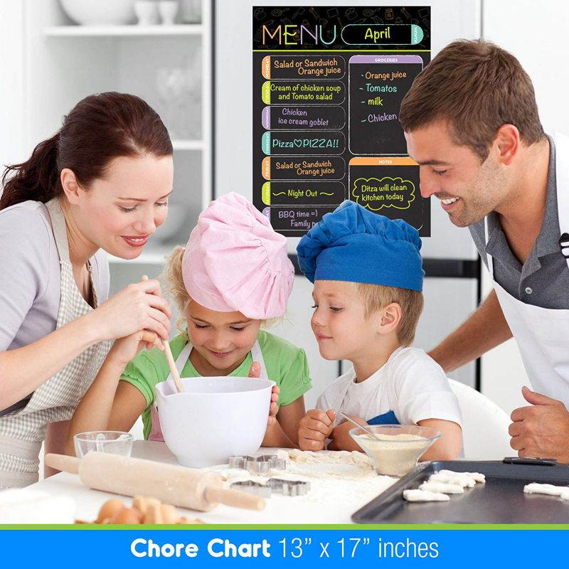 Best EXTRA LARGE 13 x 17 -inch Dry Erase or Wet Erase Laminated Magnetic Dry Erase Menu And Groceries Planner - Perfect for Refrigerators Keep a Weekly Meal Plan & Grocery List Blue & White