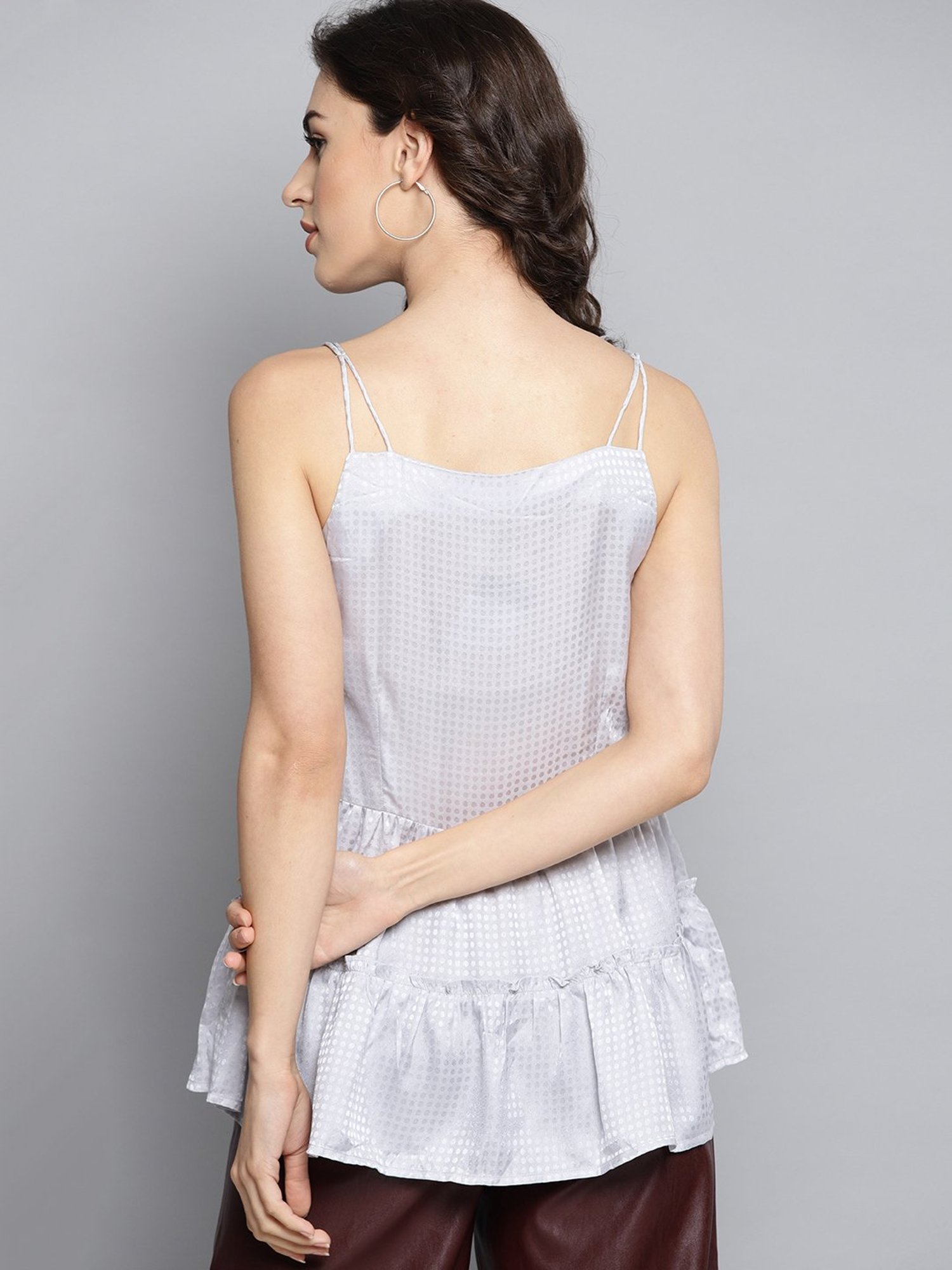 Carlton London Grey Self Design Peplum Top