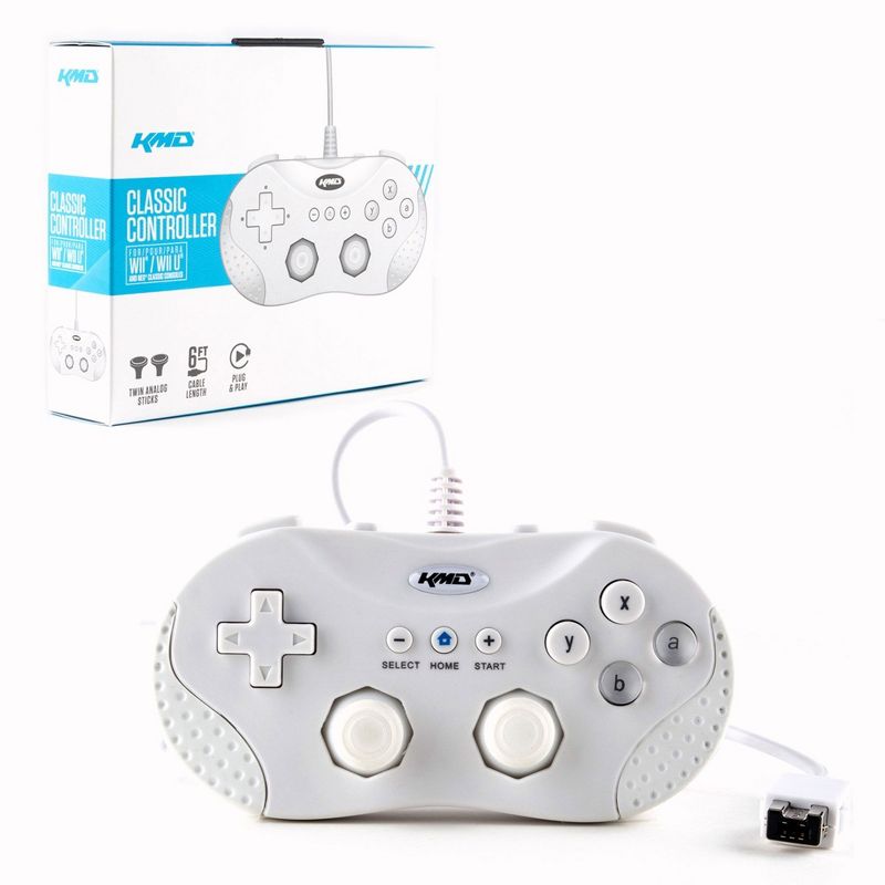 KMD Classic Wired Controller Gamepad Compatible with Nintendo Wii / Wii U - White