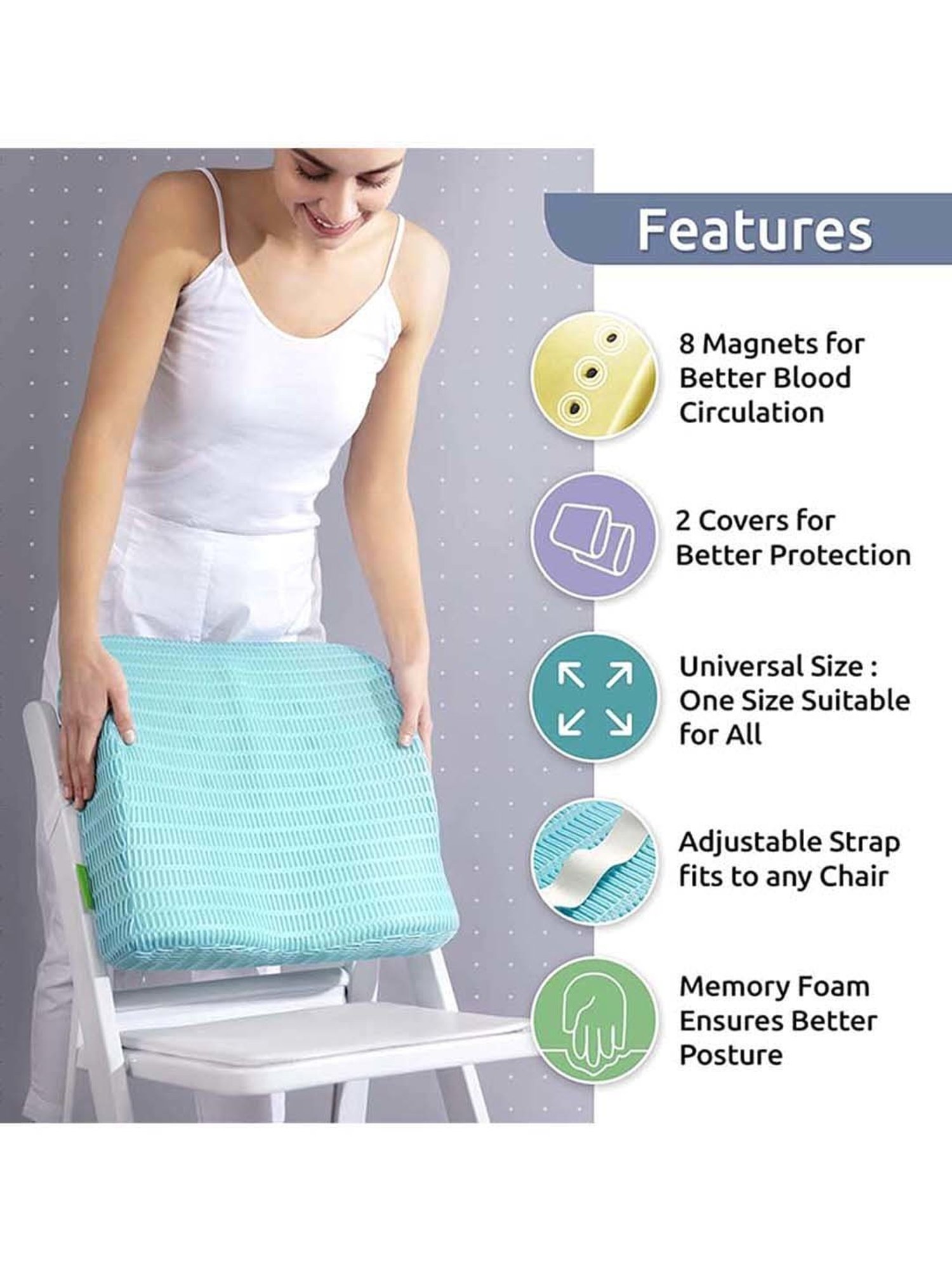 HealthSense Soft-Spot BC-21 Backrest Cushion (Ice Blue)