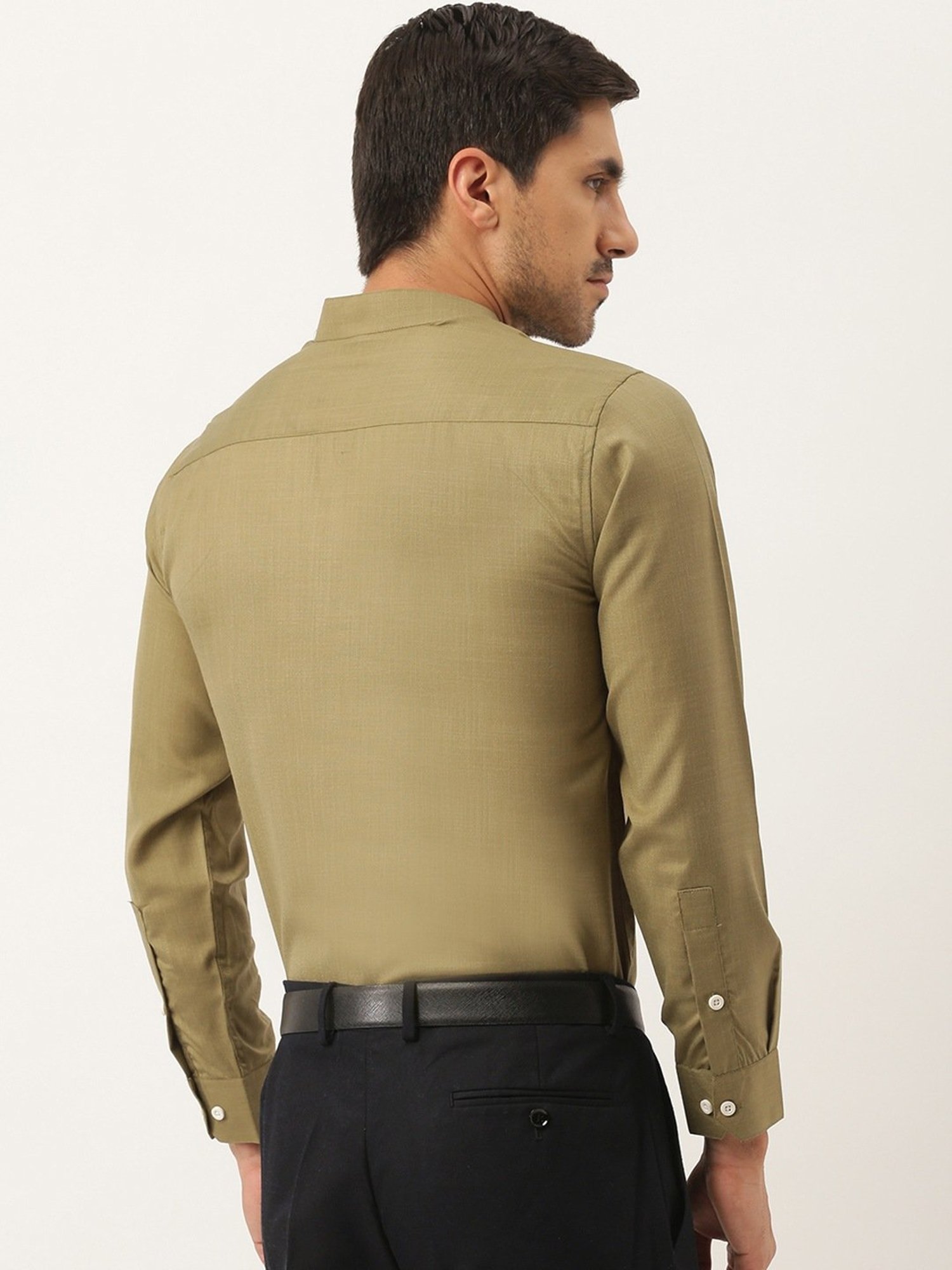 Sojanya Olive Green Cotton Regular Fit Shirt
