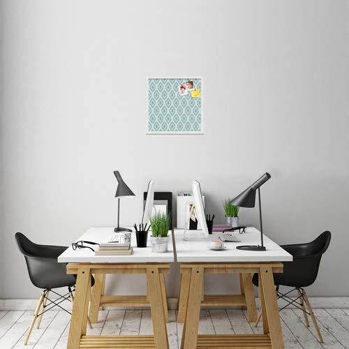 PinPix pin Cork Bulletin Board Made from Canvas, Ikat Aqua 20x20 Inches (Completed Size) and Framed in Satin White Frame (PinPix-1630-20x20_FRBW26074)