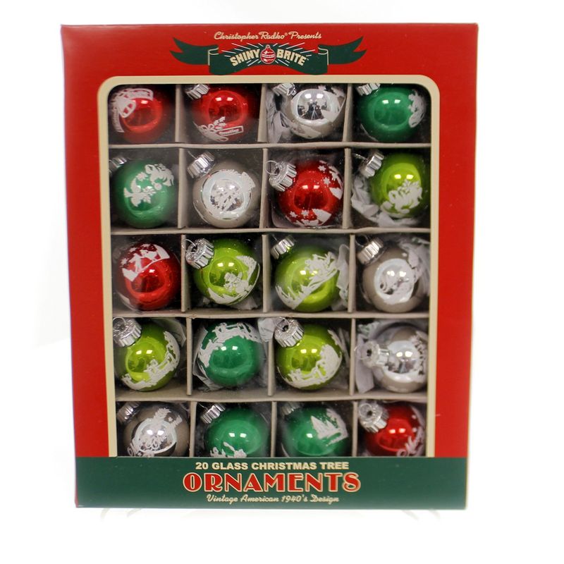 Shiny Brite 1.5" Hs Signature Flocked. Holiday Splendor Ornaments  -  Ornament Sets