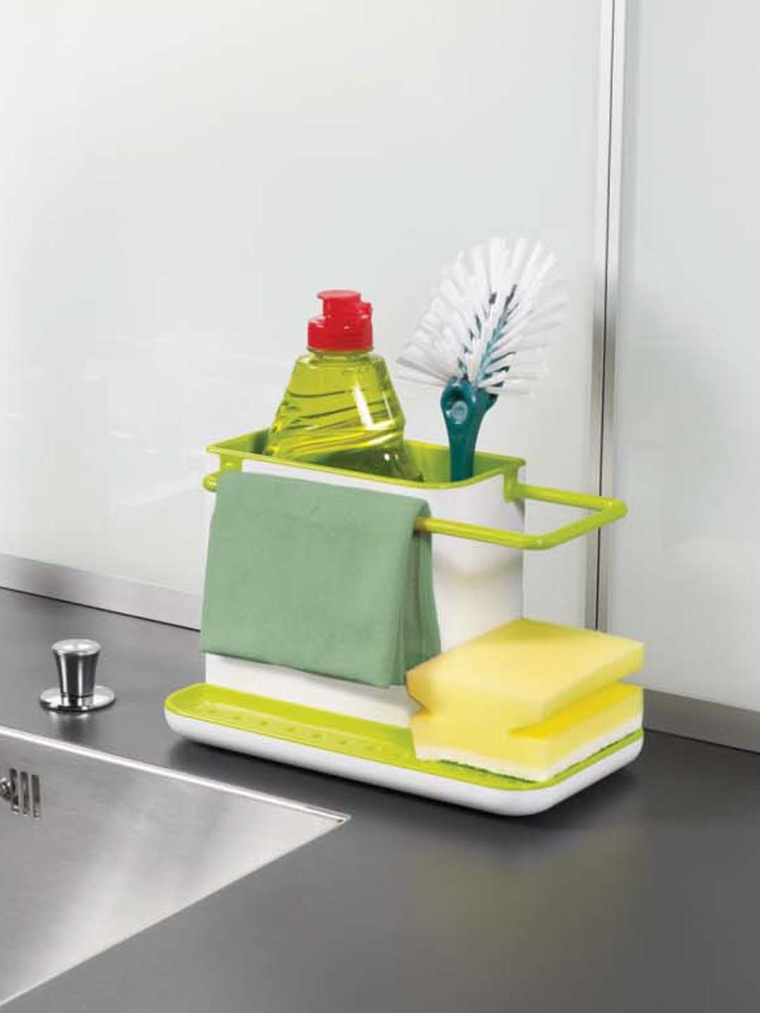 Joseph Joseph Green & White Plastic 21 cm Caddy Sink Tidy - Set of 1
