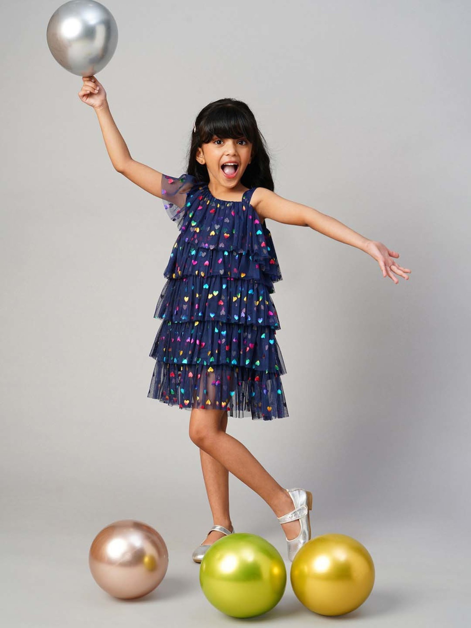 Lil Drama Kids Navy Printed Dress