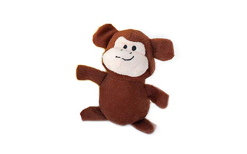 ZippyPaws - Zoo Friends Burrow, Interactive Squeaky Hide and Seek Plush Dog Toy - Monkey 'n Banana