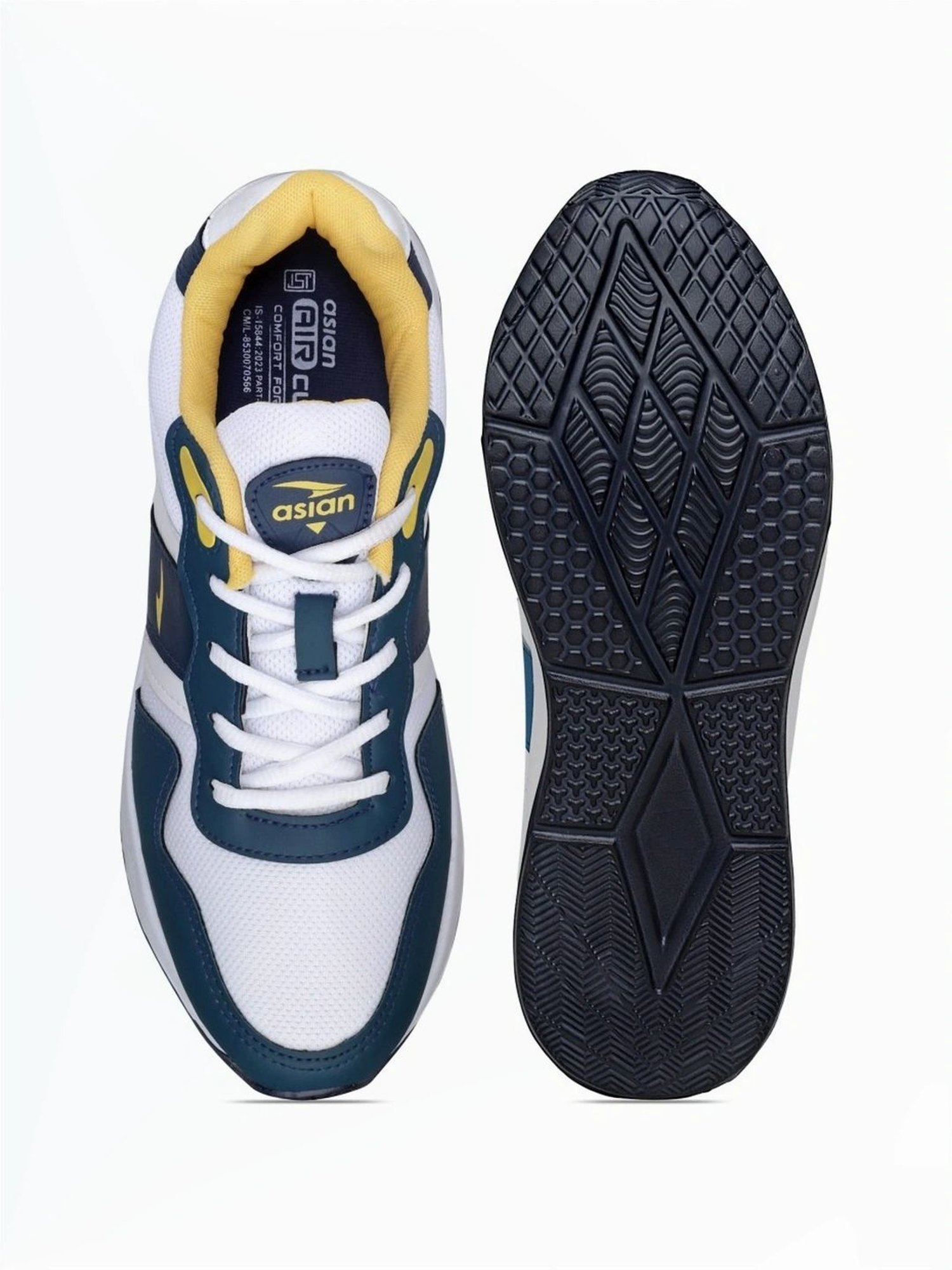 Asian Men's White & Navy Casual Sneakers