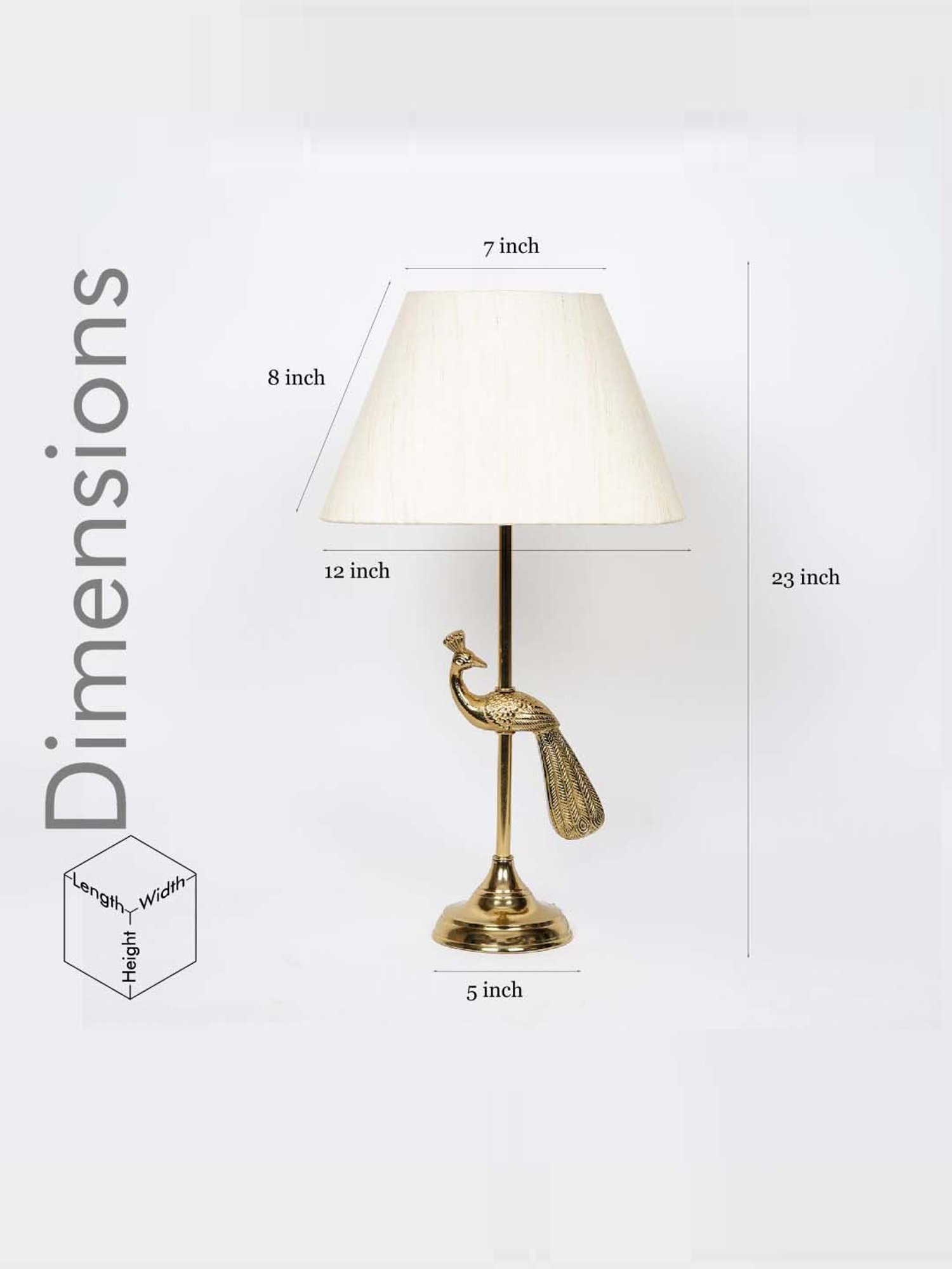Kapoor Lamp Shades Aluminium Torre Brass Finish Table Lamp With Linen Shade