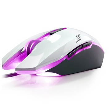 Dare-U 2000DPI 7-Programmable Keys LED Backlight(4-Colors) USB Wired Advanced Ambidextrous Wrangler Gaming Mouse-White