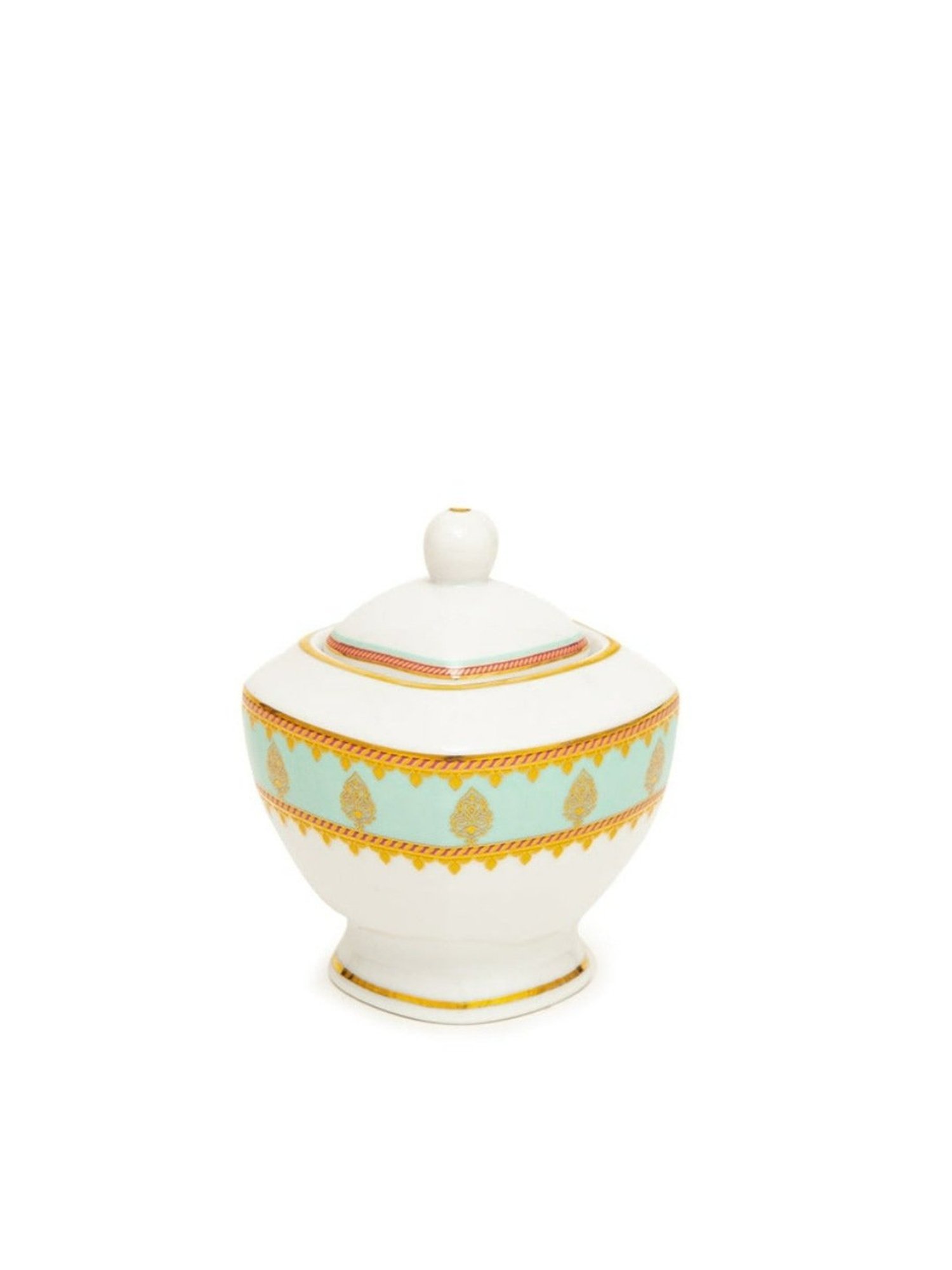 Home4U Amber Printed Multicolor Porcelain Sugar Pot