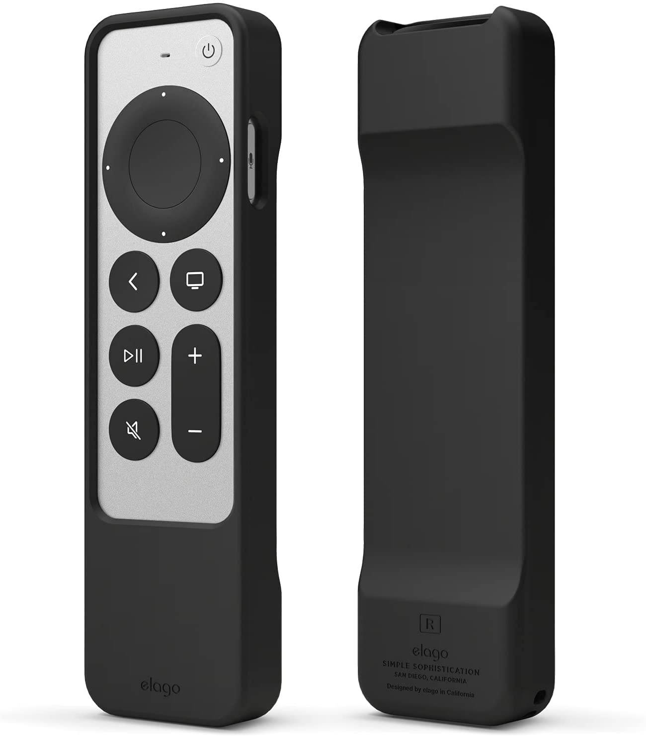 elago R1 Case Compatible with 2021 Apple TV Siri Remote - Magnet Technology, Lanyard Included, Great Grip, Heavy Shock Absorption, Drop Protection, Full Access to All Functions [Black]