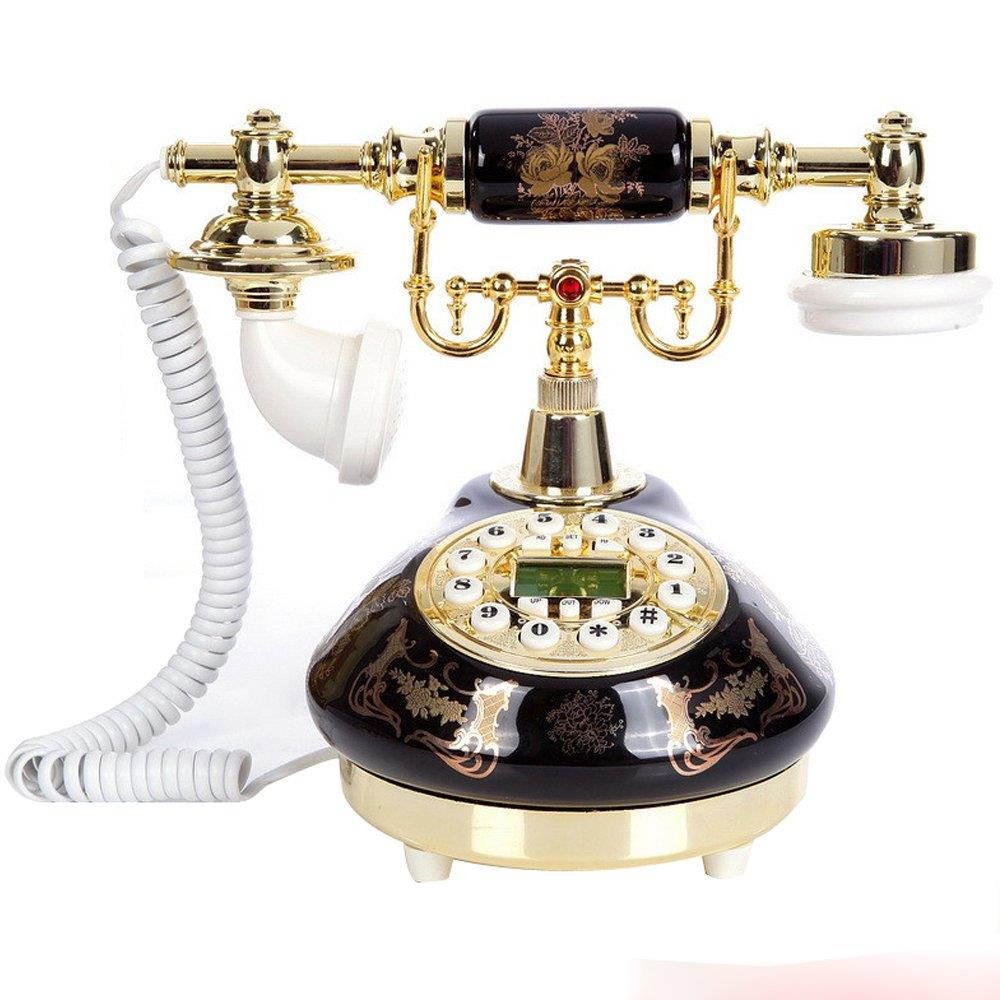 TelPal Corded Old Fashion Antique Landline Telephone Decor 1960, Wired Home Office Telephone Decor System, Ceramic Antique Style ( Black )