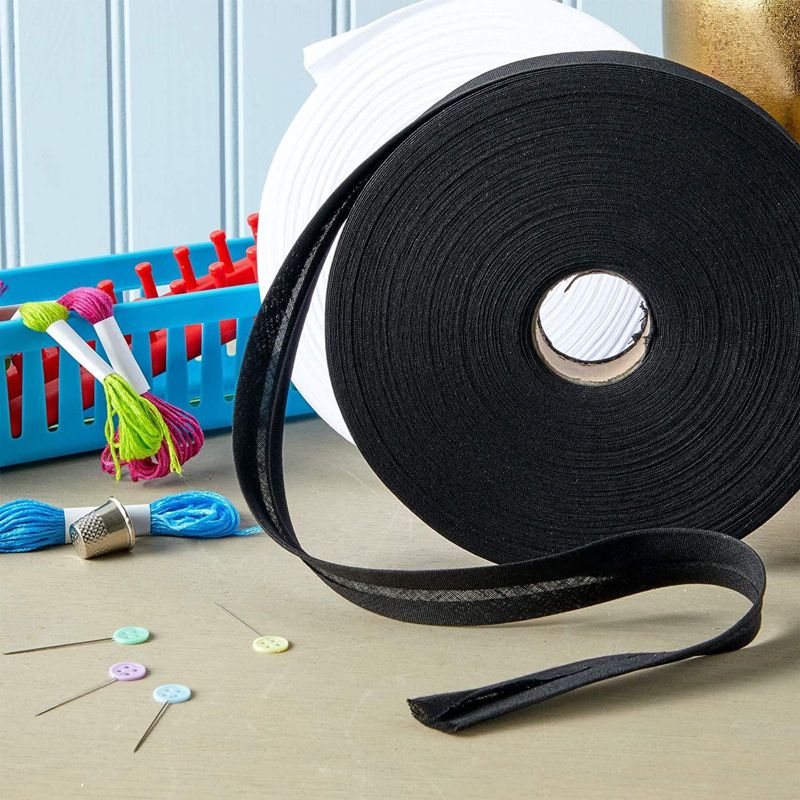 Bright Creations Fold Bias Tape for Sewing and Quilting (Black, 0.9 In x 55 Yards)