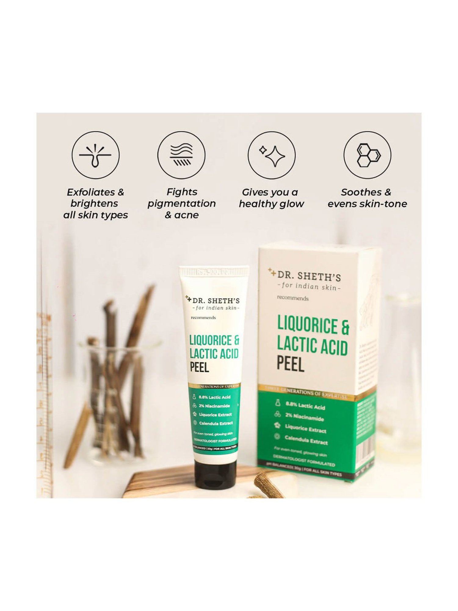 Dr. Sheth's Liquorice & Lactic Acid Peel - 30 gm