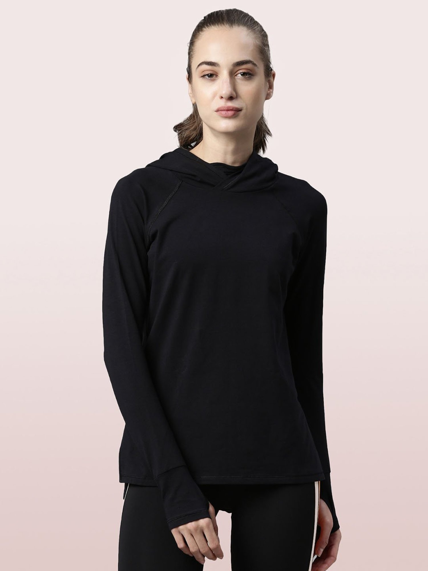 Enamor Jet Black Cotton Hoodie