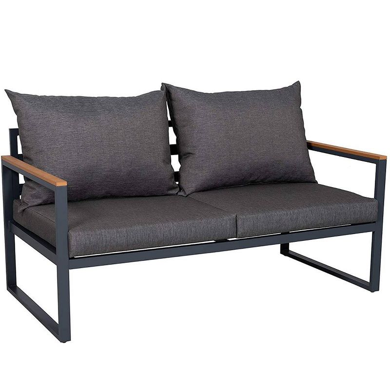 4pc Outdoor Aluminum Sofa Set Gray & Black - Nuu Garden