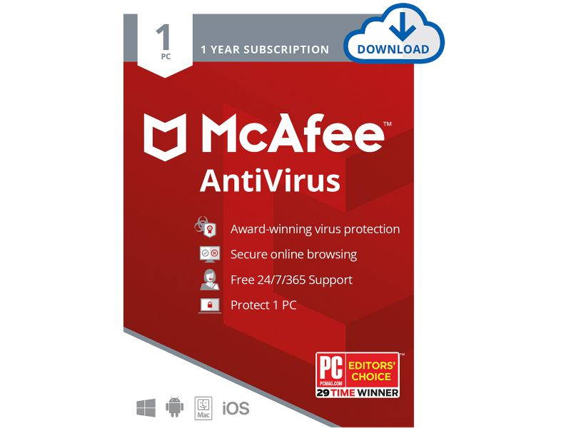 McAfee AntiVirus Plus, 10 Devices 1 Year - Download