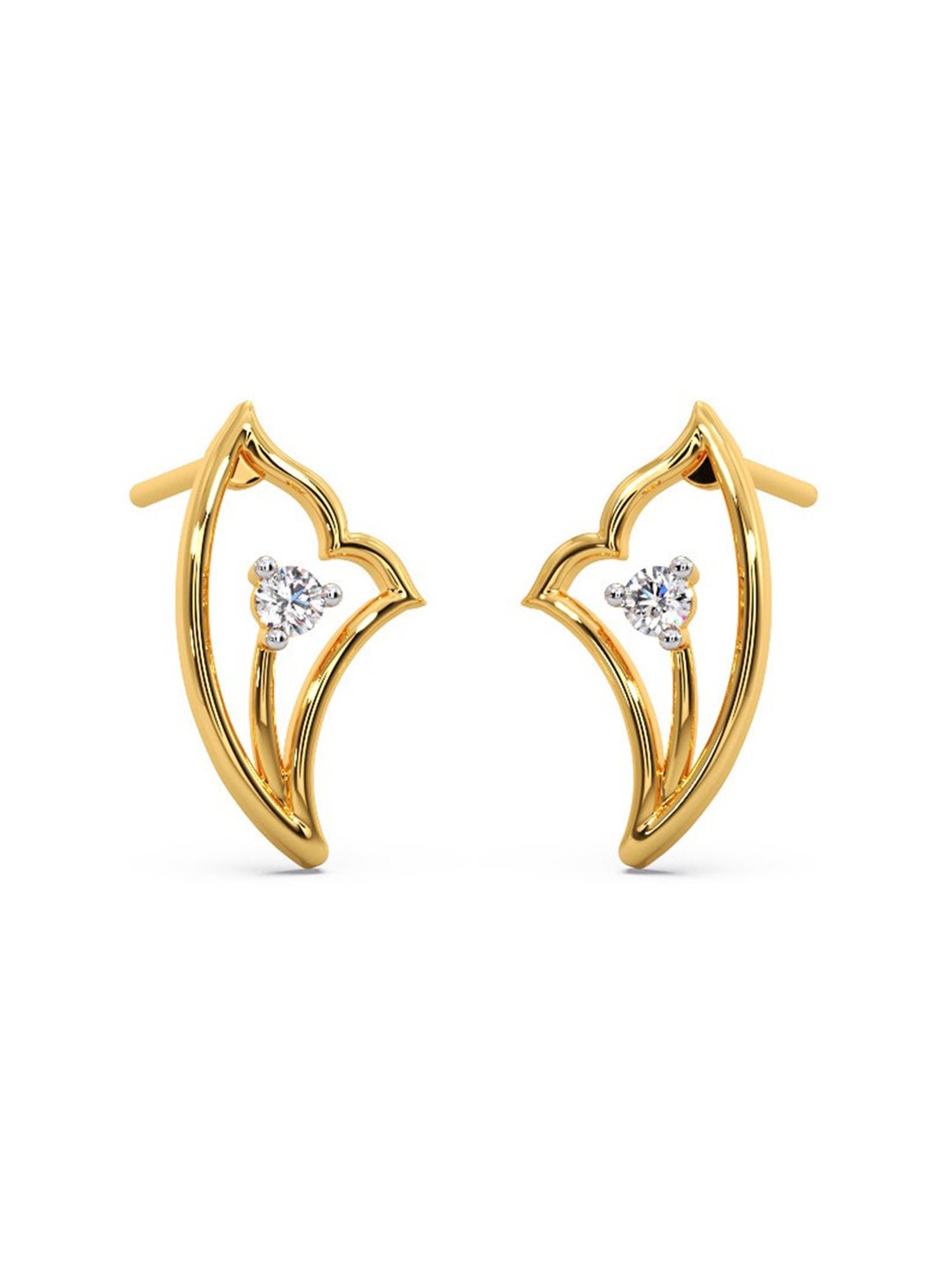 Candere by Kalyan Jewellers Stylish 18K Yellow Gold and Diamond Stud Earrings