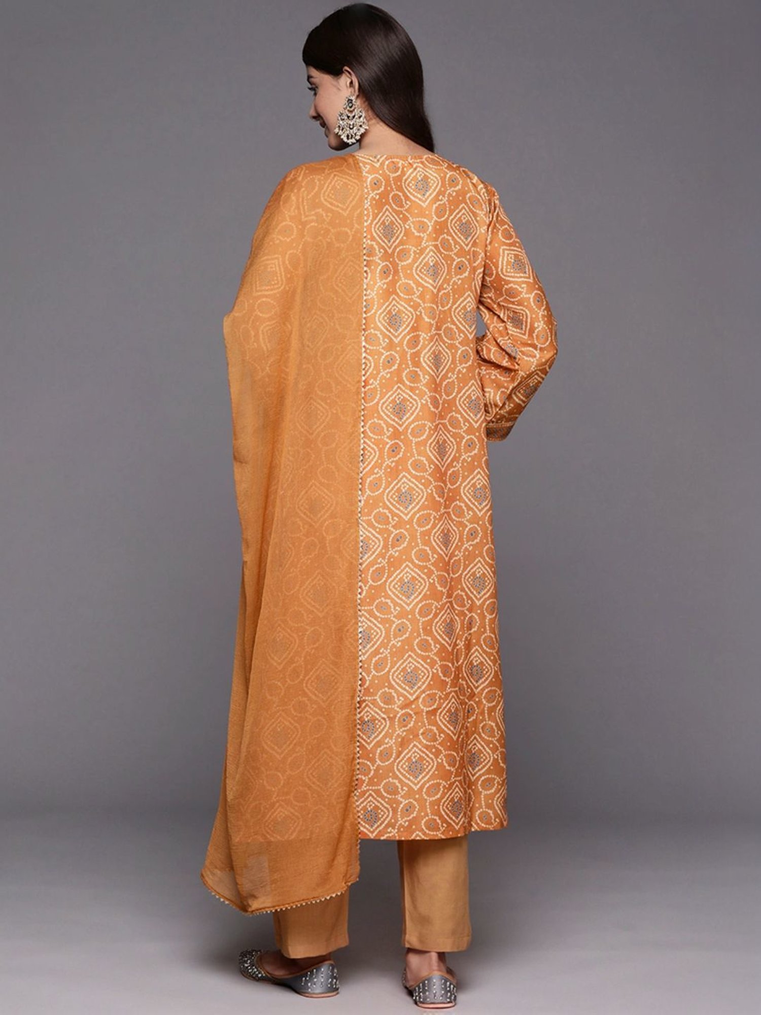 Varanga Rust Printed Kurta Pant Set With Dupatta
