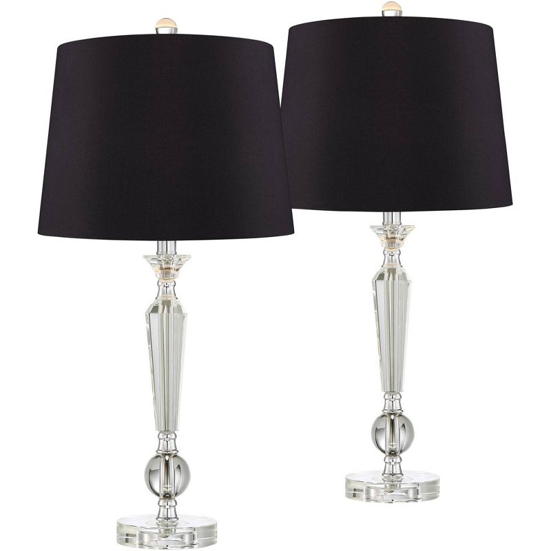 Vienna Full Spectrum Jolie Candlestick Crystal Black Shade Table Lamps Set of 2