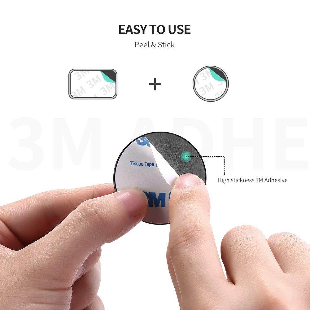 UGREEN Metal Plate for Cell Phone Magnet Holder Magnetic Car Mount with Strong Adhesive Sticker, 2 Round and 2 Rectangle Black