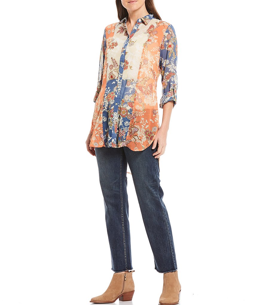 Code Bleu Petite Size High Rise Straight Leg Fray Hem Ankle Jeans