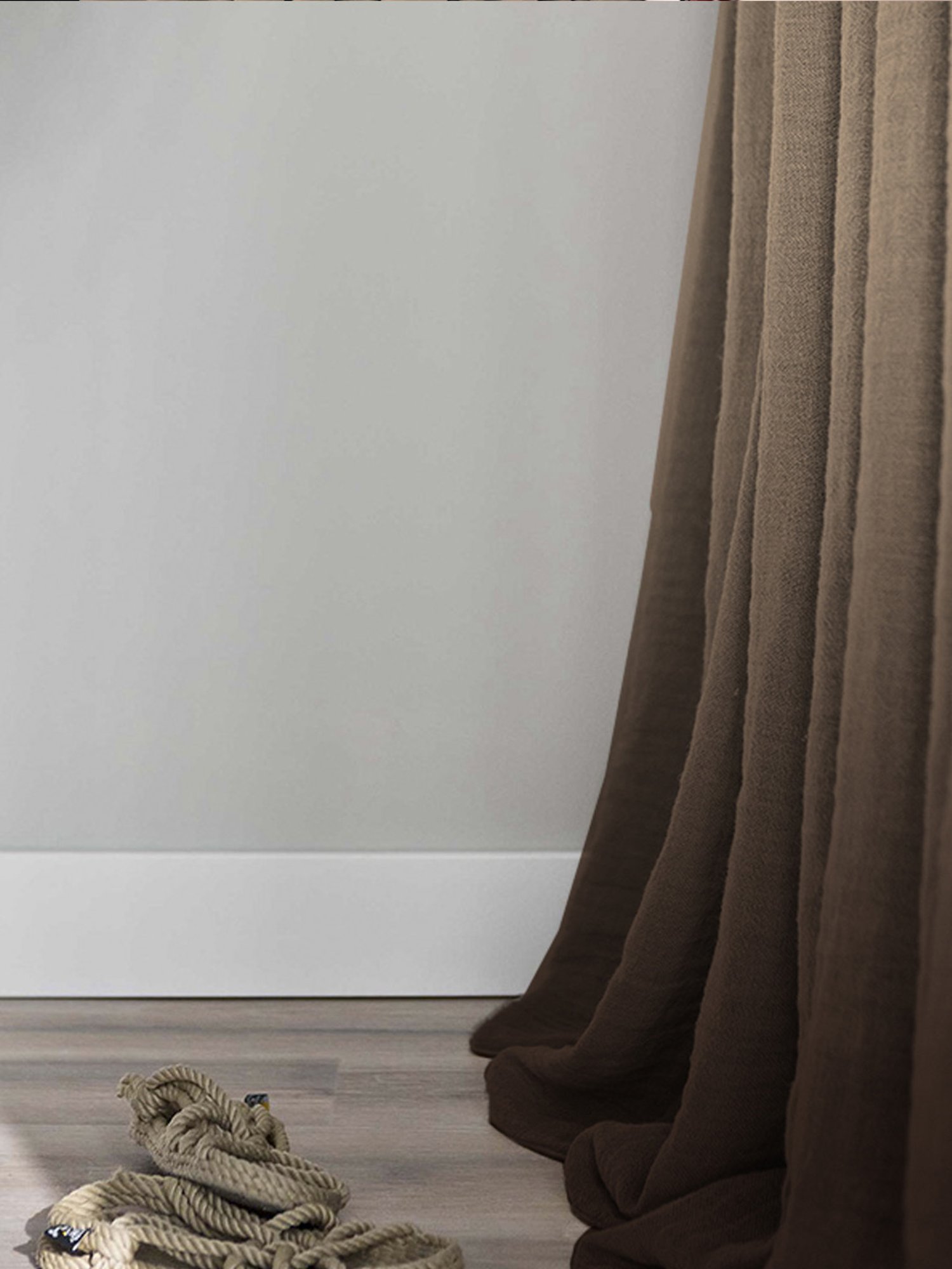 SPACES DRAPE STORY Elegent Beige & Brown Polyester 5 ft Window Curtain - Set of 2