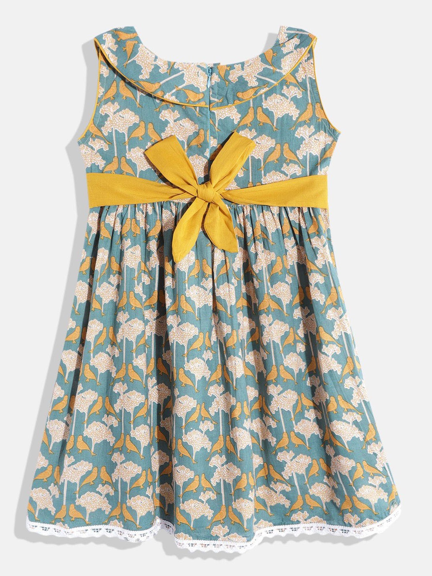 READIPRINT FASHIONS Kids Teal Floral Print Dress