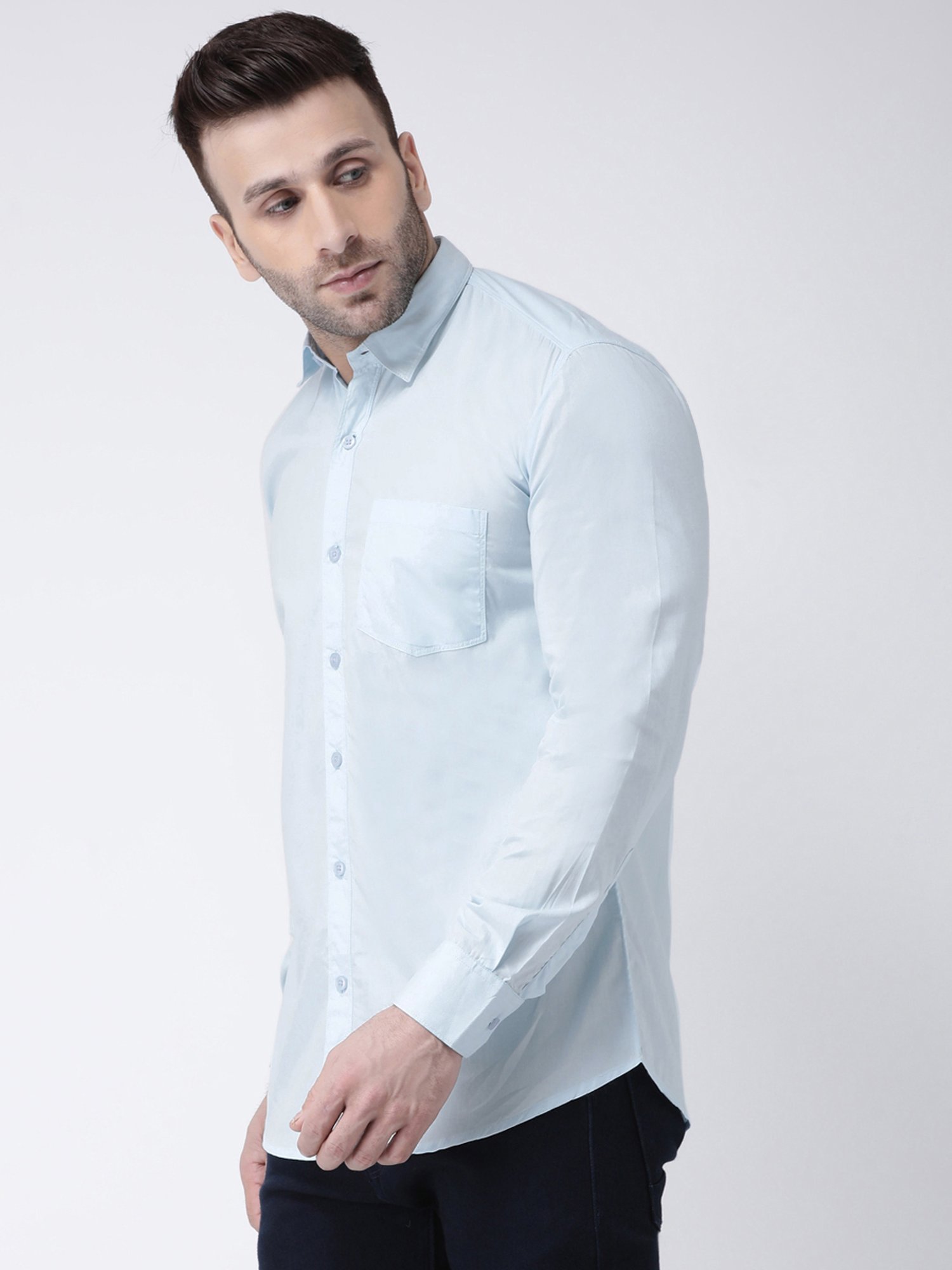Hangup Plus Sky Blue Slim Fit Pure Cotton Shirt
