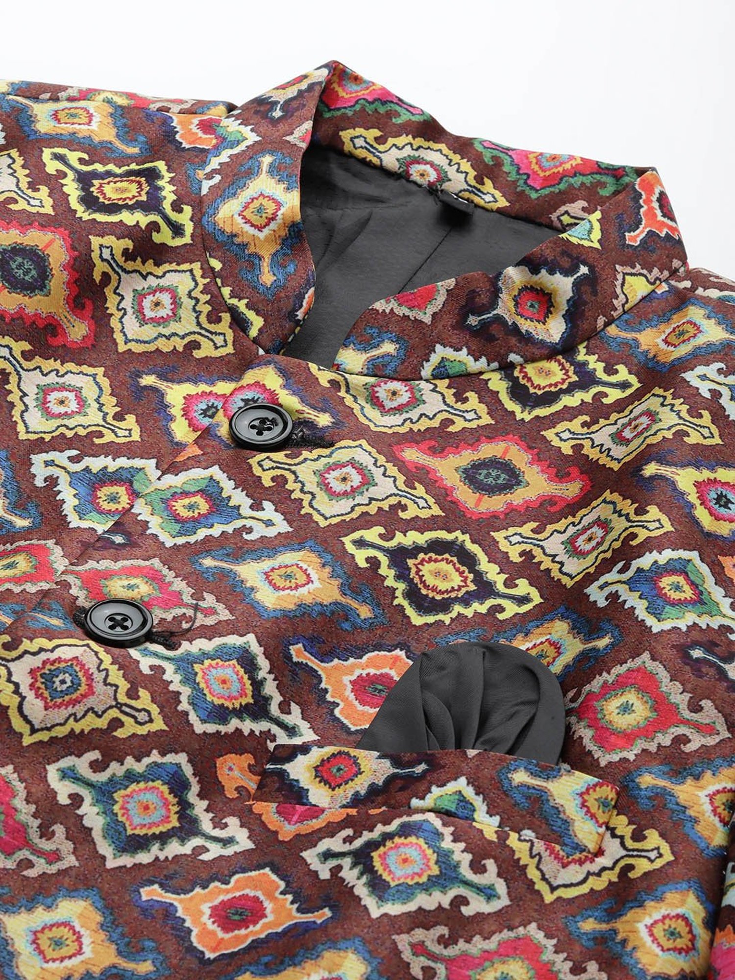 Hangup Brown Printed Full Sleeves Kurta Set