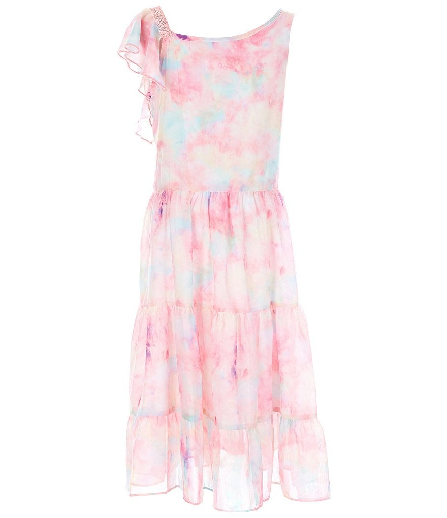 Bonnie Jean Big Girls 7-16 Tie-Dye Chiffon Tiered Maxi Dress