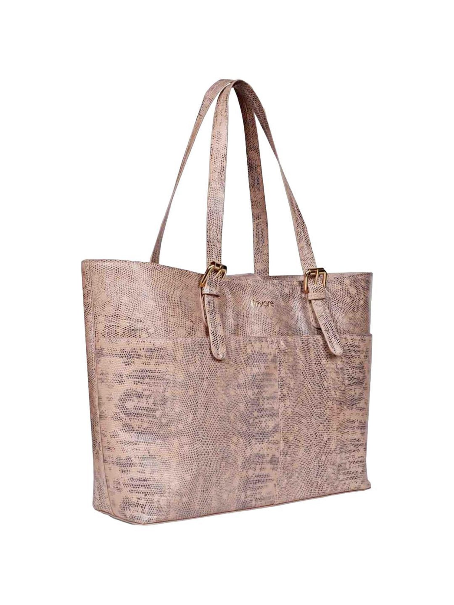 Favore Peach Textured Medium Tote Handbag