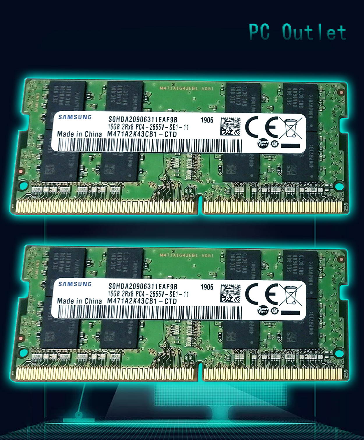 Samsung 32GB(2X16GB) M471A2K43CB1-CTDCP4-21300  DDR4-2666MHz CL19 SO-DIMM Memory